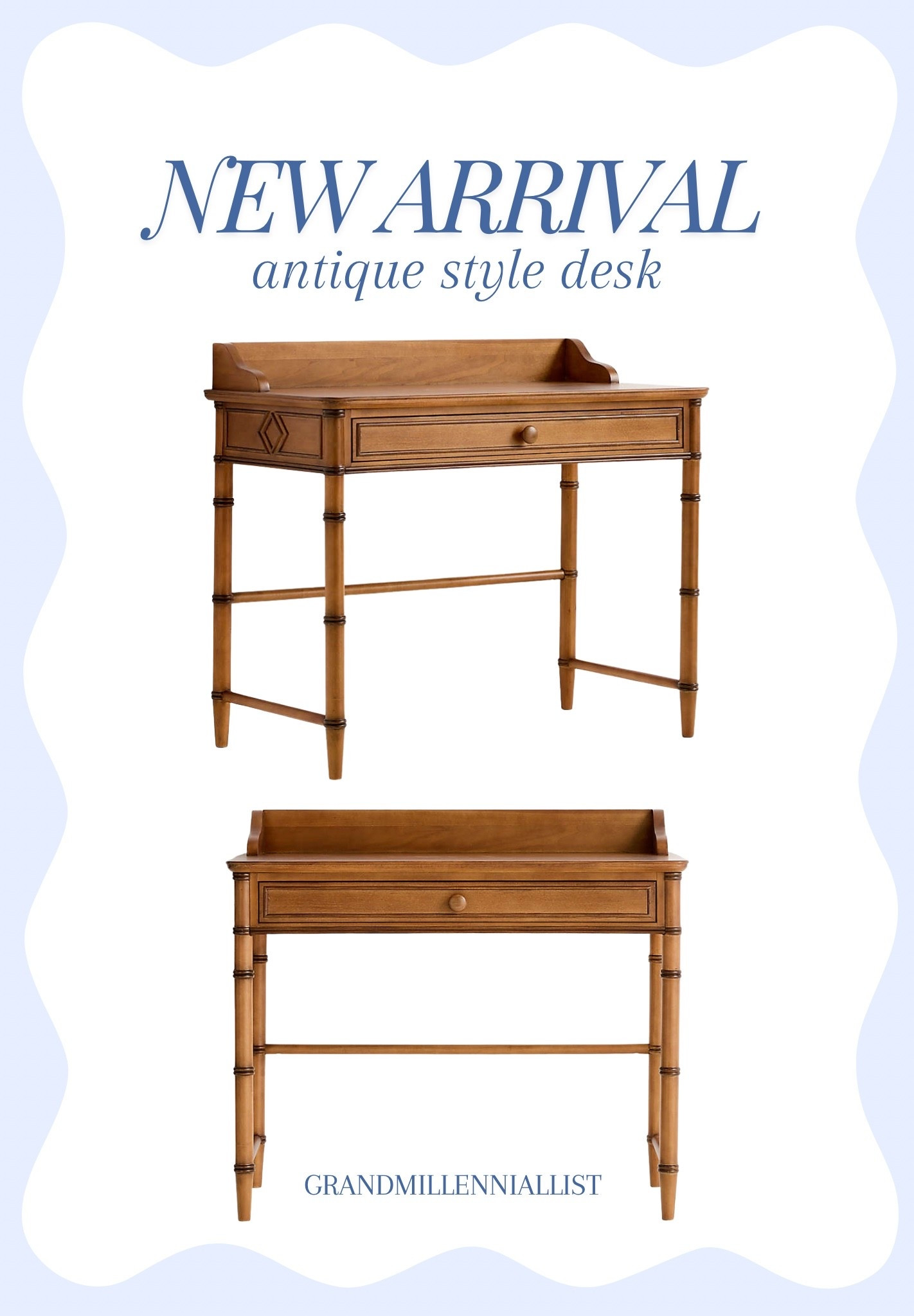 The sweetest reproduction antique style desk! Love the bamboo legs on this.🩵Perfect for kids or adults alike.

#LTKFamily #LTKHome #LTKStyleTip