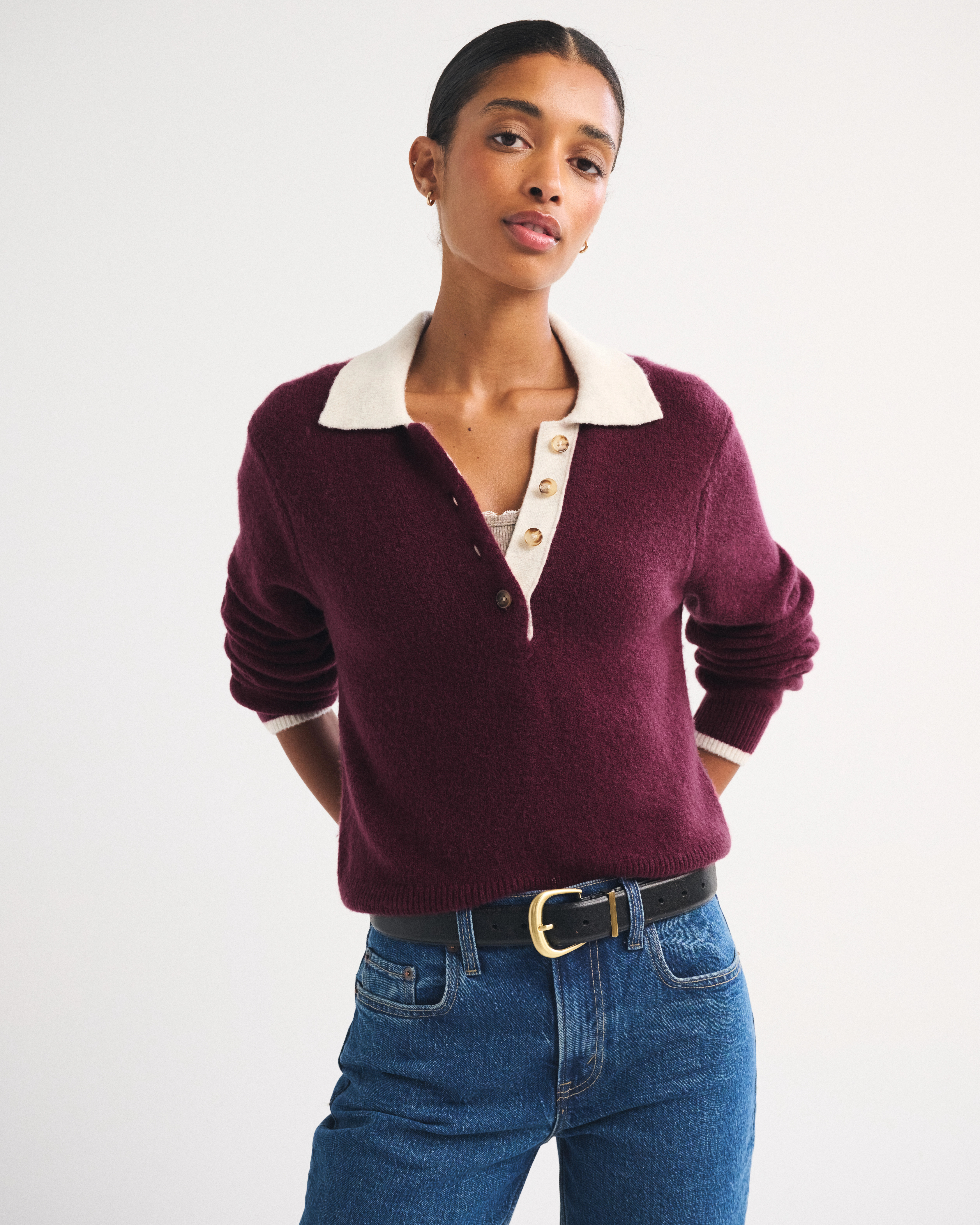 Merino Wool-Blend Long-Sleeve Polo | Abercrombie & Fitch (US)