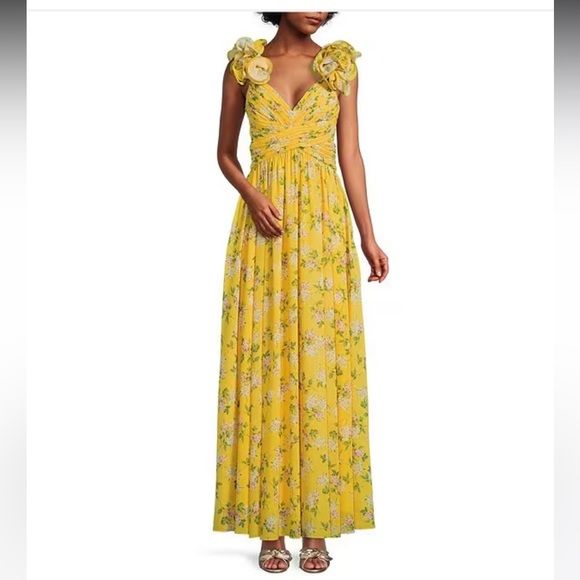 NWT ANTONIO MELANI Manila Floral Print Rosette Sleeveless V-Neck Maxi Dress | Poshmark