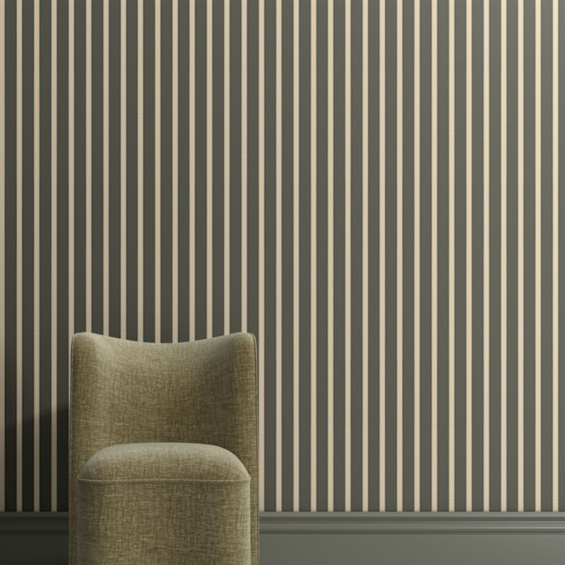 Mayfair Burnt Green Tailored Stripe Wallpaper | Crate & Barrel