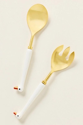 Goose Stainless Steel Salad Servers | Anthropologie (US)