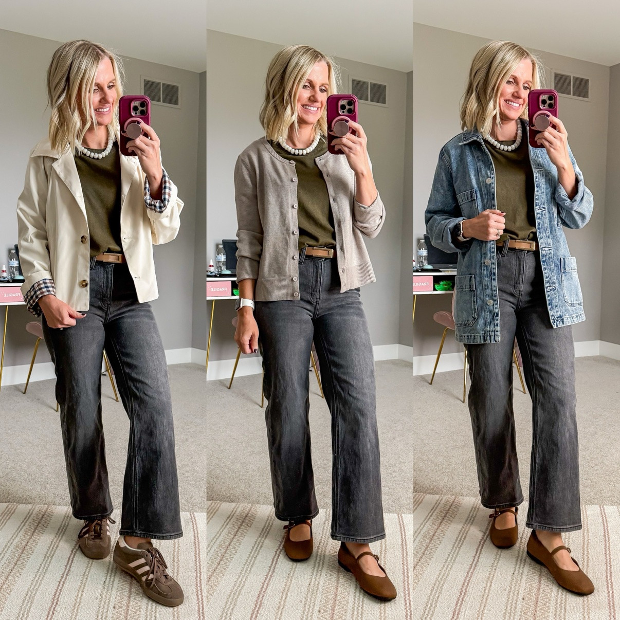 Fall Capsule 2026 🍂 Three ways I'm styling my gray wide-leg jeans! This is look 4 of 4 with this piece — my 20-piece capsule mixes and matches into 120 outfits. Which one is your favorite?! Shop the pieces on my LTK! 🤎 

 #fallcapsulewardrobe #capsulewardrobe #falloutfits #fallfashion #petitestyle #affordablefashion #ltkstyle #ltkfall

#LTKOver40 #LTKSeasonal #LTKPetite