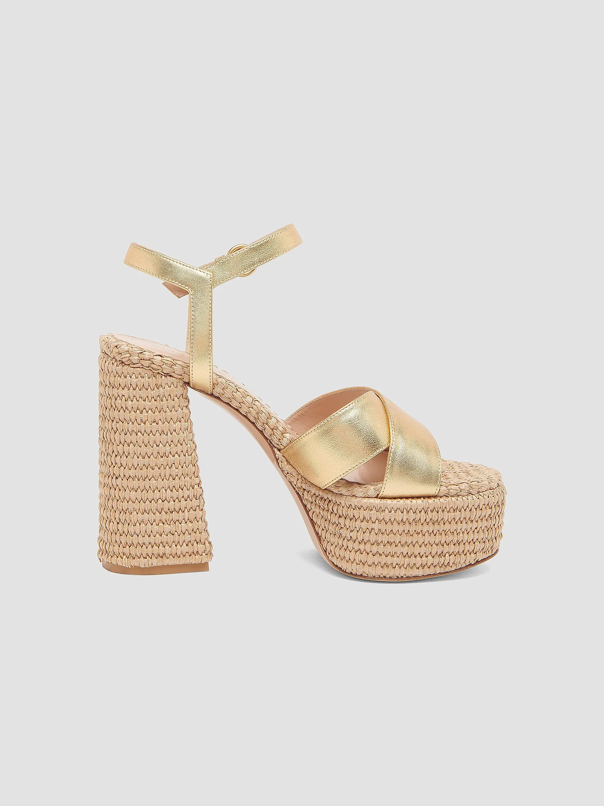Bebe Leather & Raffia Platform Sandals | Saks Fifth Avenue