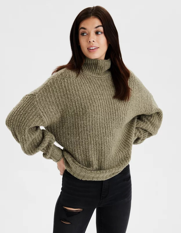AE Mock Neck Oversized Sweater | American Eagle Outfitters (US & CA)
