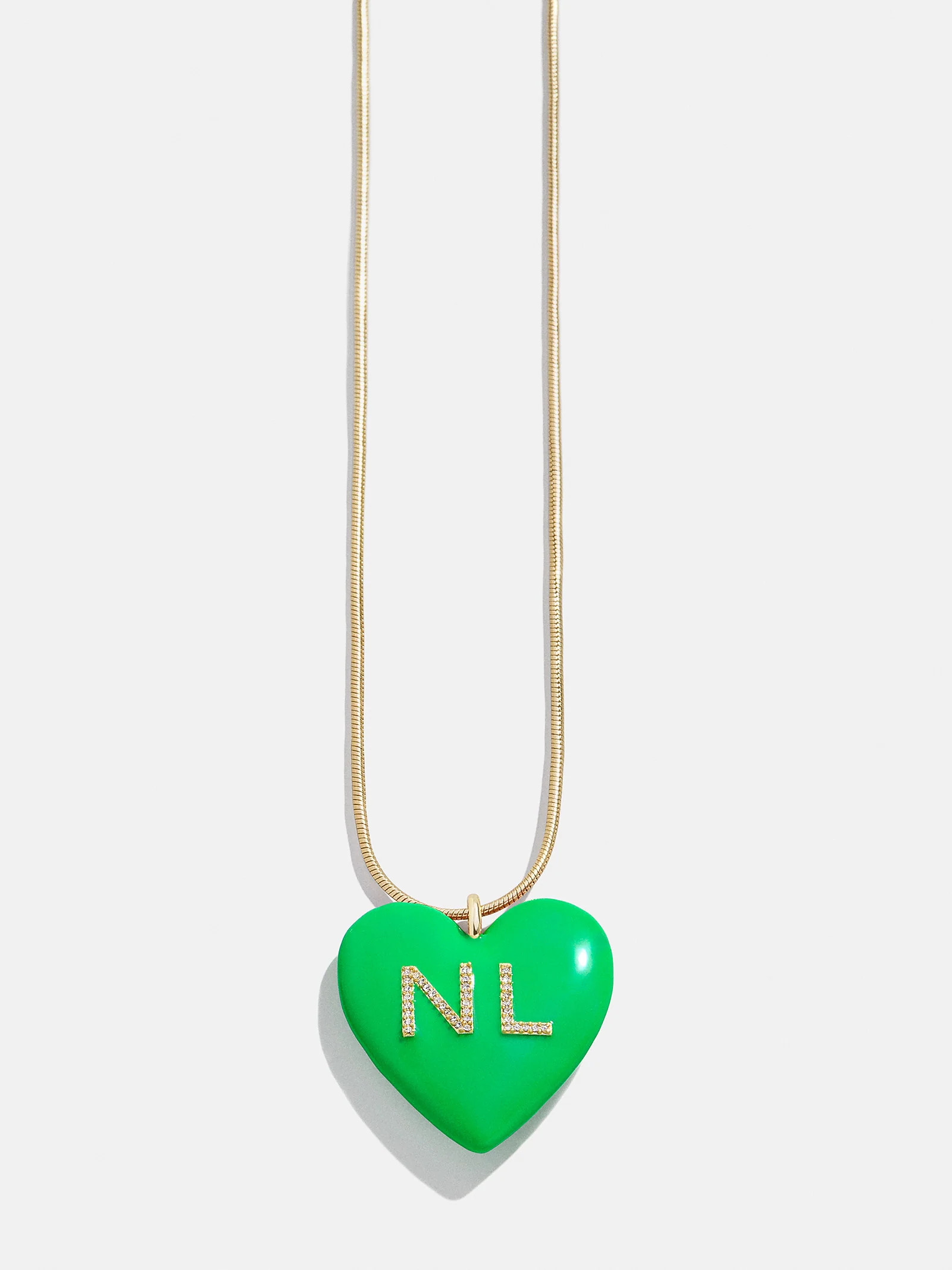 Millie Bubble Heart Custom Initial Necklace - Bright Green | BaubleBar