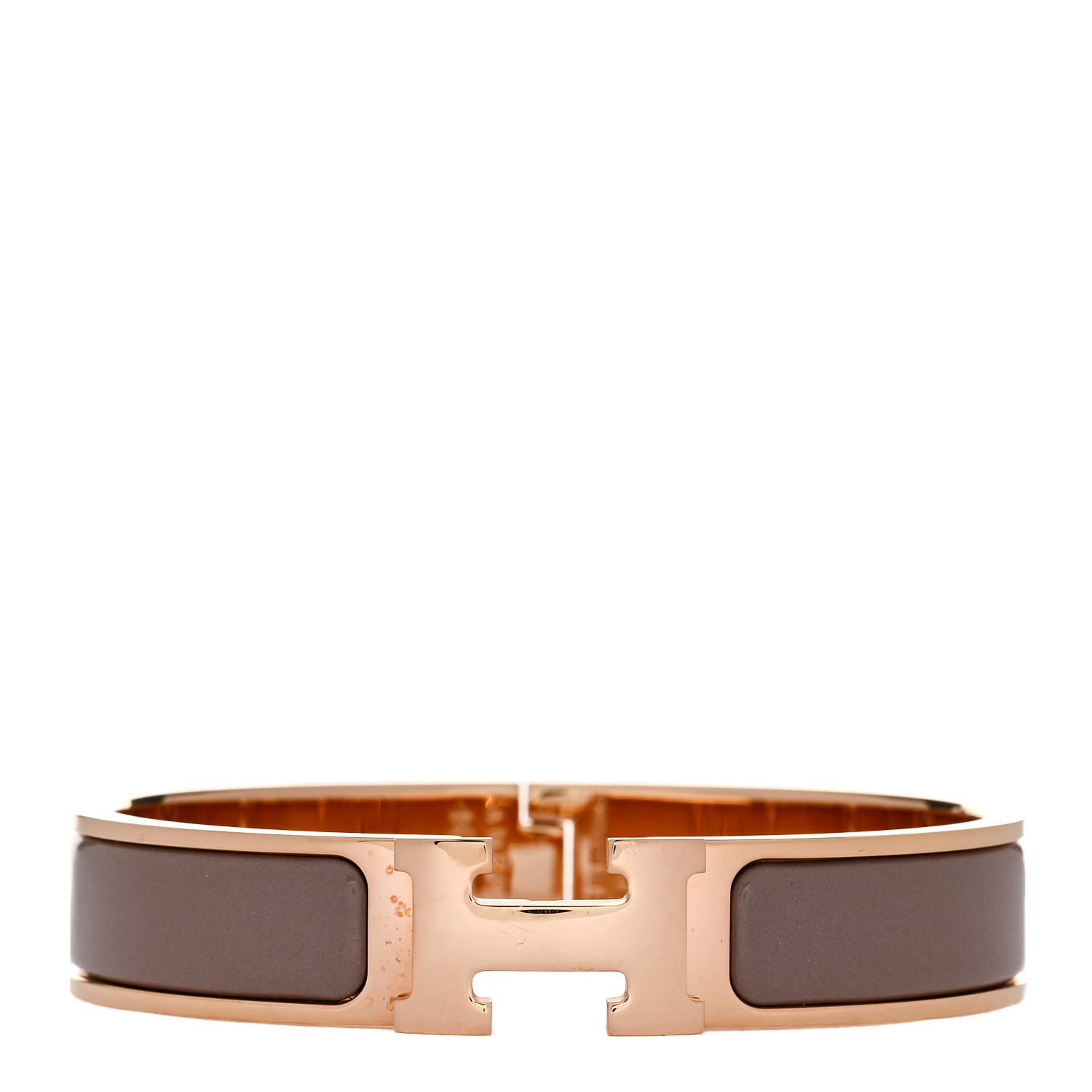 Enamel Narrow Clic Clac H Bracelet PM Marron Glace | FASHIONPHILE (US)