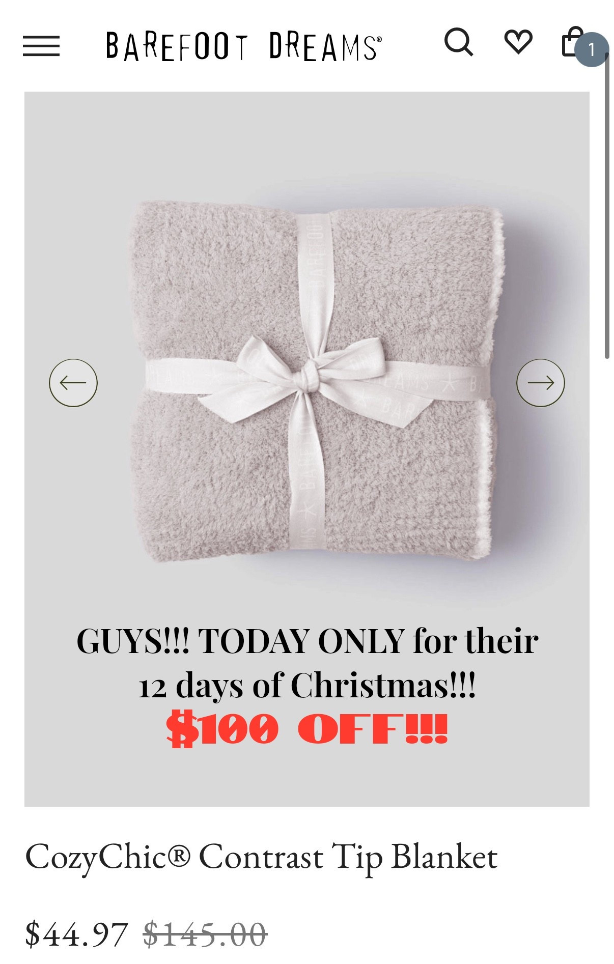 $100 off today for barefoot dreams 12 days of Christmas!!!!!

#LTKGiftGuide #LTKHoliday #LTKSaleAlert