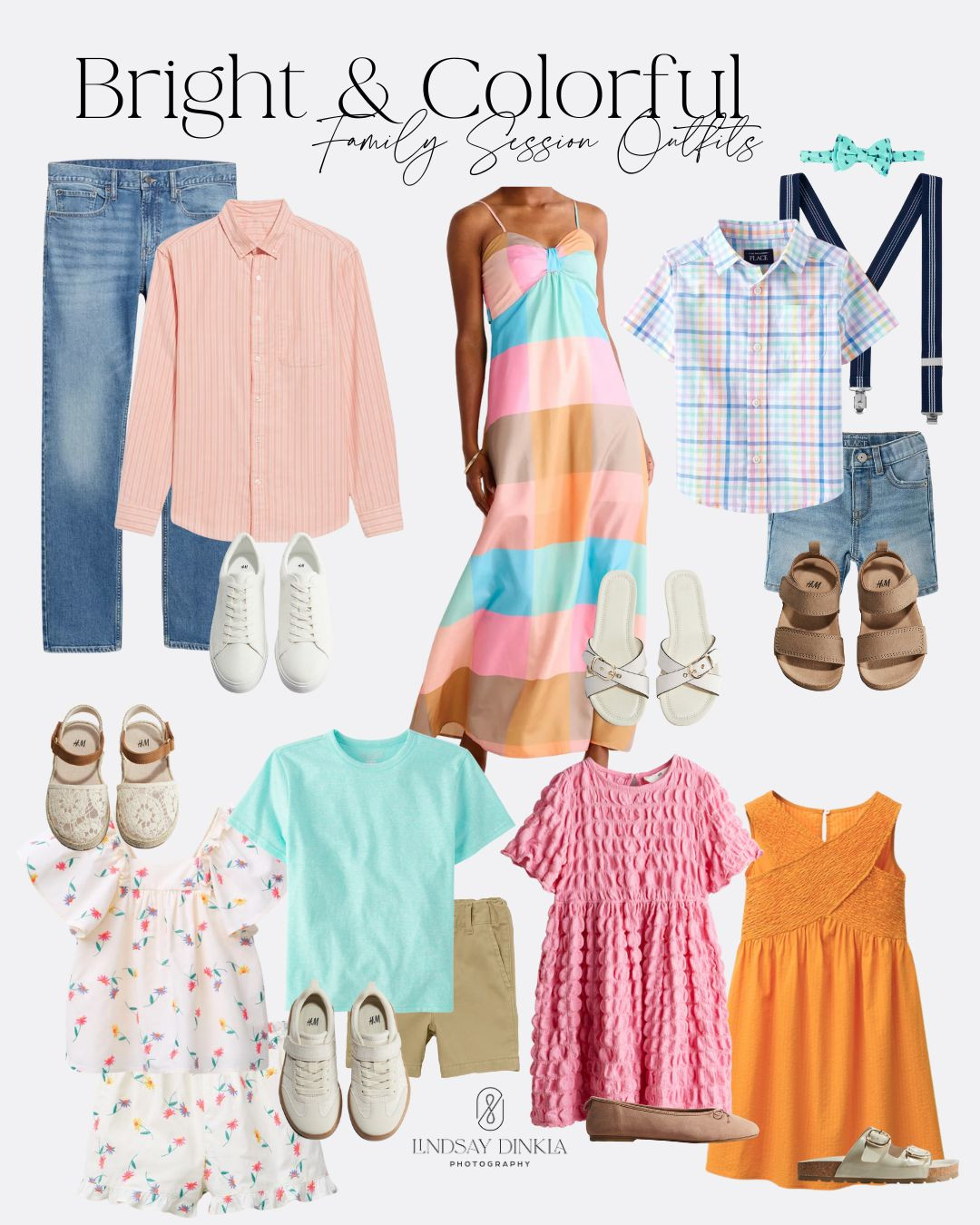 I love color! Don't get me wrong, a neutral palette is beautiful but there's something about color that can add a whole new level of personality into your portraits. I started with Mom's dress and found pieces for every member of the family that coordinated not just with her, but also with each other to make break-downs look flawless. Don't forget shoes! All that's missing are smiles. #familysessionoutfits #kidssessionoutfits #bigfamily #brightandcolorfulfamily 

 #LTKStyleTip #LTKKids #LTKFamily