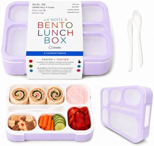 kinsho Glitter Lunch Box Bento-Boxes for Girls, Meal and Snack Containers for Toddler Daycare, Sc... | Amazon (US)