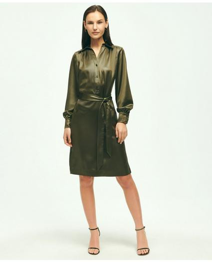 Satin Popover Belted Shirt Dress | Brooks Brothers
