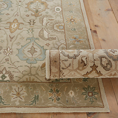 Catherine Rug & Hand Tufted Wool with Persian Motif in Spa, Grey, Caramel | Ballard Designs, Inc.