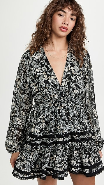 Paisley Boho Mini Babydoll Dress | Shopbop