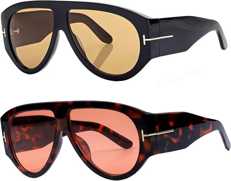 Trendy Retro Oversized Aviator Sunglasses for Women Men 70s Unique Luxury Thick Classic Sun Glass... | Amazon (CA)