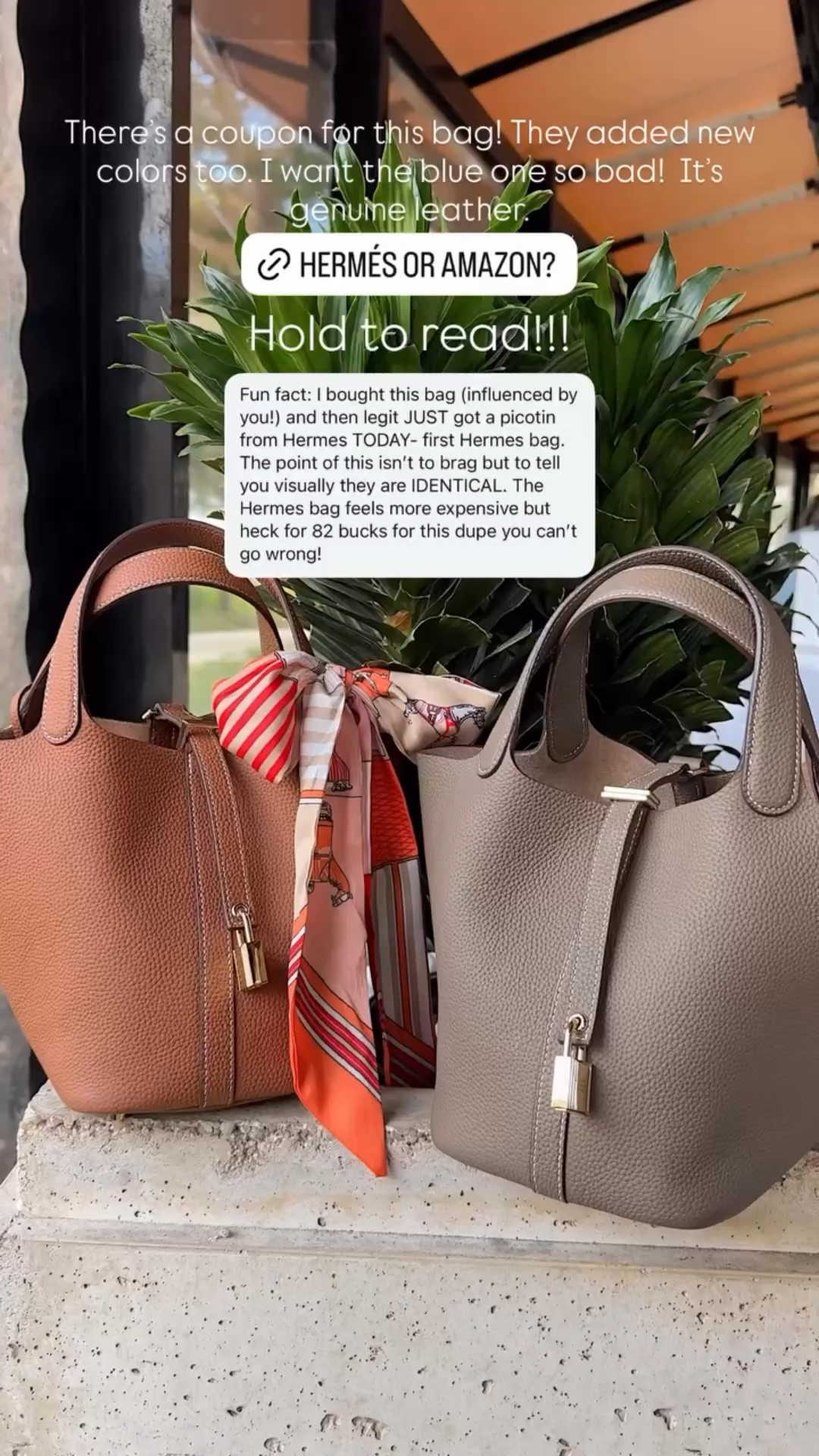 There’s a coupon for this bag! They added new colors too. I want the blue one so bad!  It’s genuine leather.  Hold to read!!!