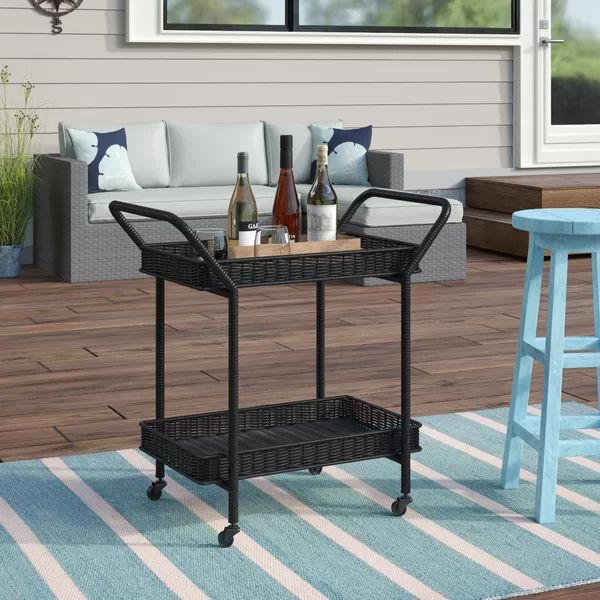 Warba Bar Cart with Metal Frame and Wicker Outer | Wayfair North America