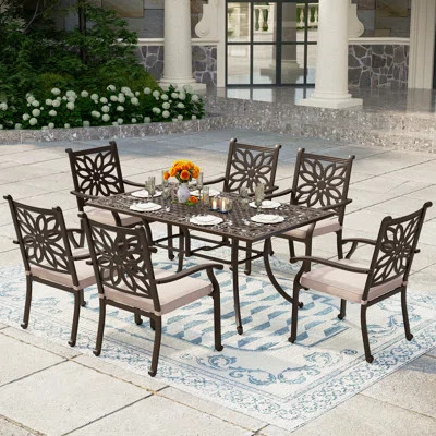 Angelleigh Rectangular 6 - Person 63.6" Long Dining Set with Cushions | Wayfair North America