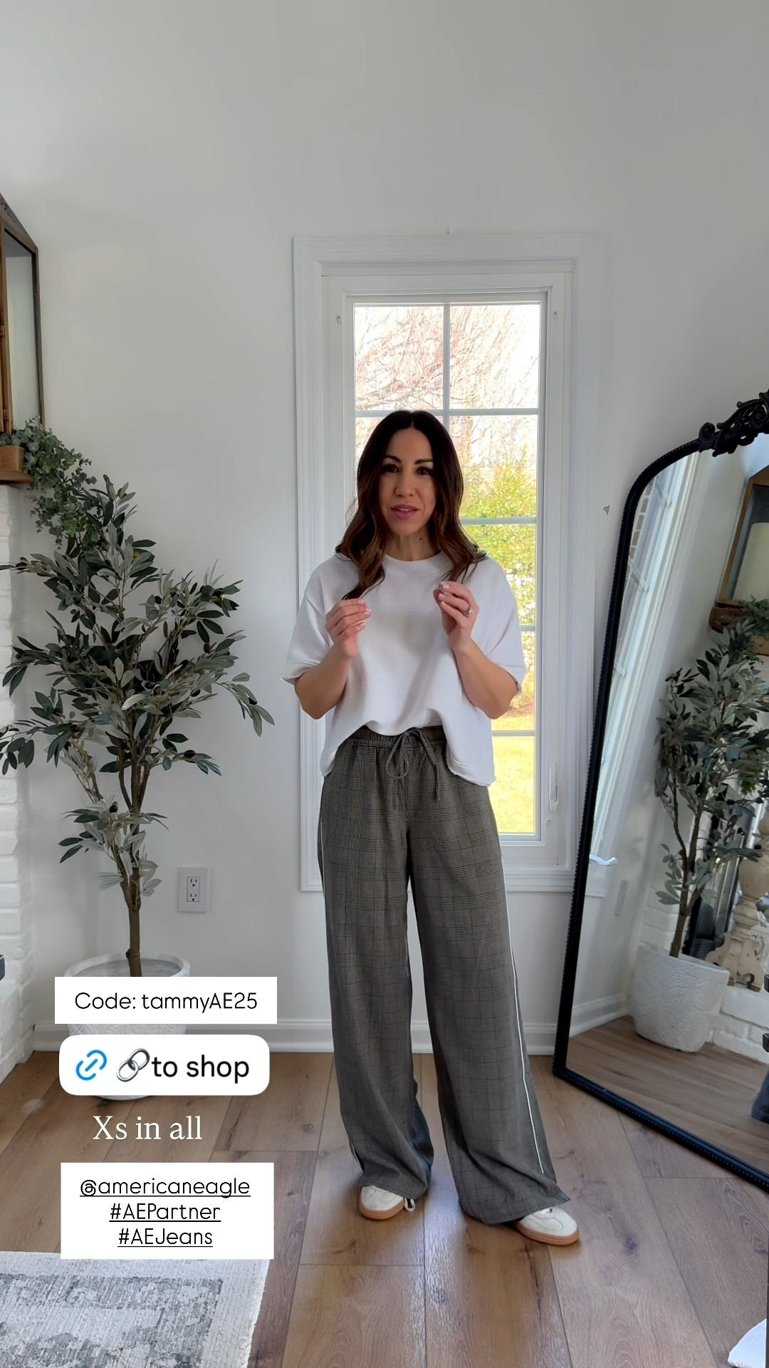 Stackable Code: tammyAE25 for 25% off sitewide @ae New arrivals from American Eagle are so good as always. New denim styles, comfy pants and casual tops to pair with them. And I have an exclusive code you can use thru 3/30! Perfect timing for building up your casual spring wardrobe! #AEPartner #AEJeans @americaneagle

Baggy jeans 0R. Drawstring jeans Xs short. Trousers XS. Barrel pants XS. Two this me jeans 0 short. Sweatshirts small. Short sleeve sweatshirt, XS. V-neck small. ￼


#LTKSaleAlert #LTKOver40 #LTKPetite