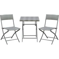 3 Pcs Metal & Rattan Frame Bistro Set w/ Table Chairs Garden Furniture - Outsunny | ManoMano UK