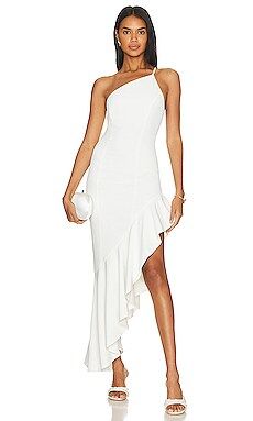 Lovers and Friends Imani Asymmetrical Dress in Opal White from Revolve.com | Revolve Clothing (Global)