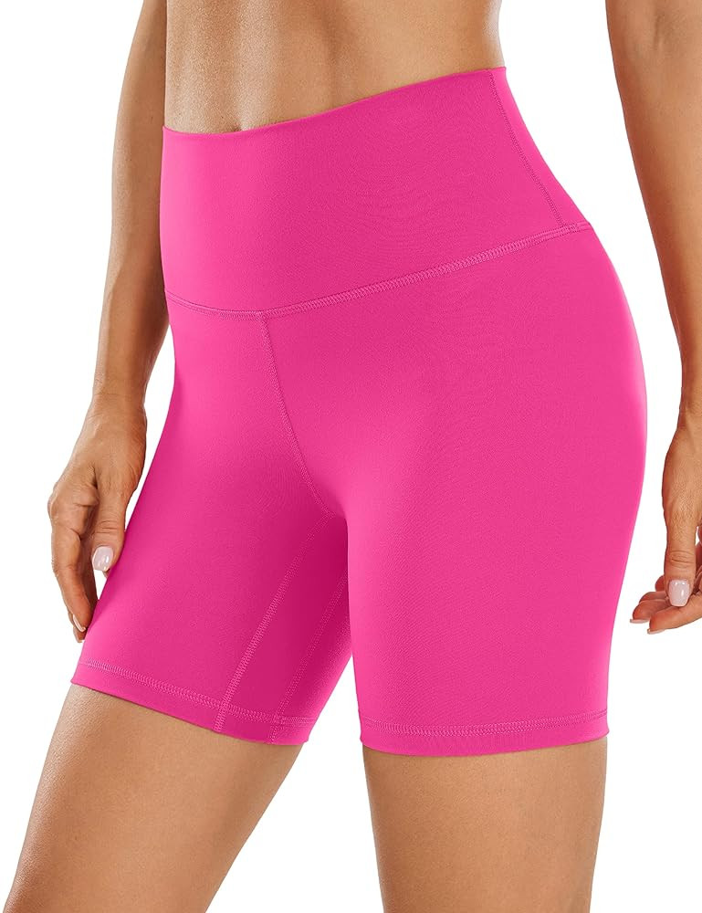 CRZ YOGA Women's Brushed Naked Feeling Biker Shorts 6'' - High Waist Matte Workout Gym Running Sp... | Amazon (US)