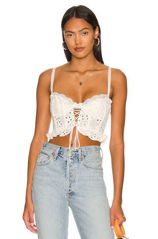For Love & Lemons Sadie Corset Crop Top in White from Revolve.com | Revolve Clothing (Global)
