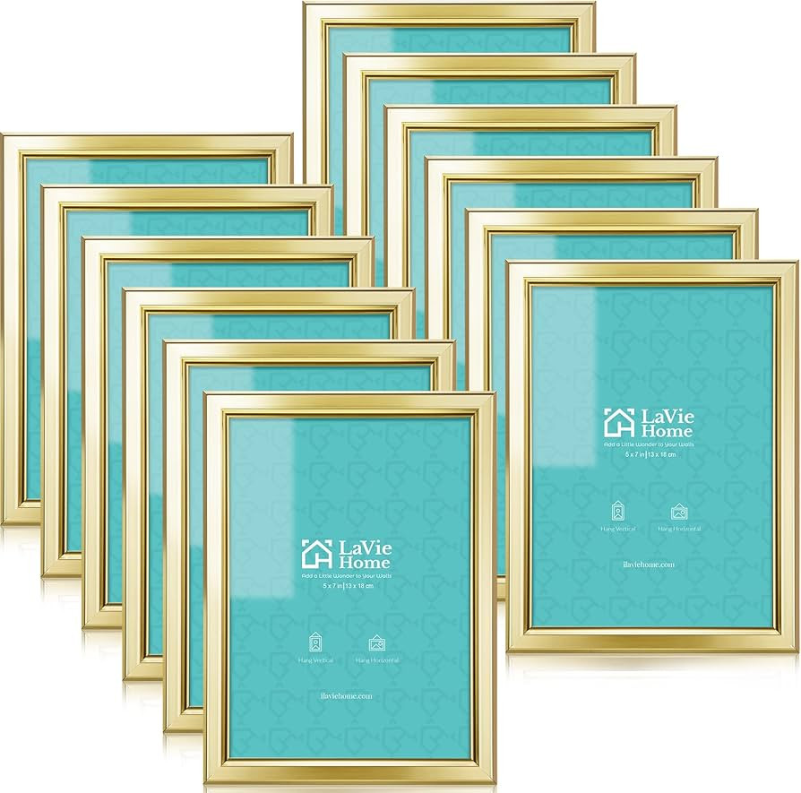 LaVie Home 5x7 Picture Frames (12 Pack, Gold) Simple Designed Photo Frame with High Definition Gl... | Amazon (US)