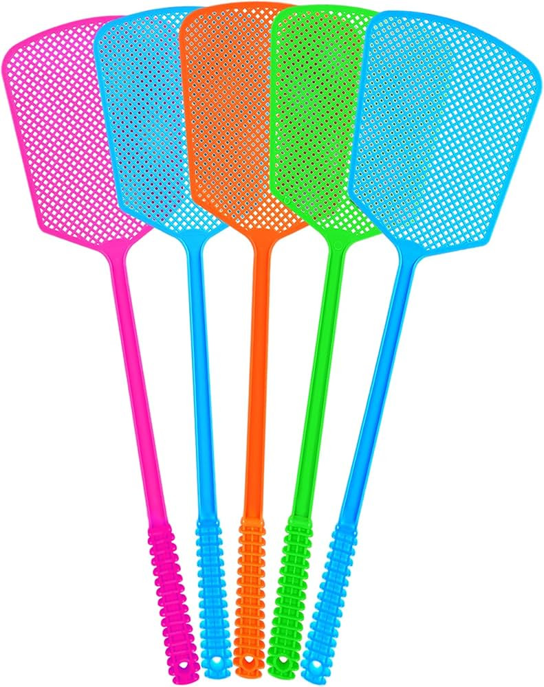 Fly Swatter,5 Pack Plastic Heavy Duty Manual Fly Killer, Long Handle Flyswatter, Large Bug Swatte... | Amazon (US)