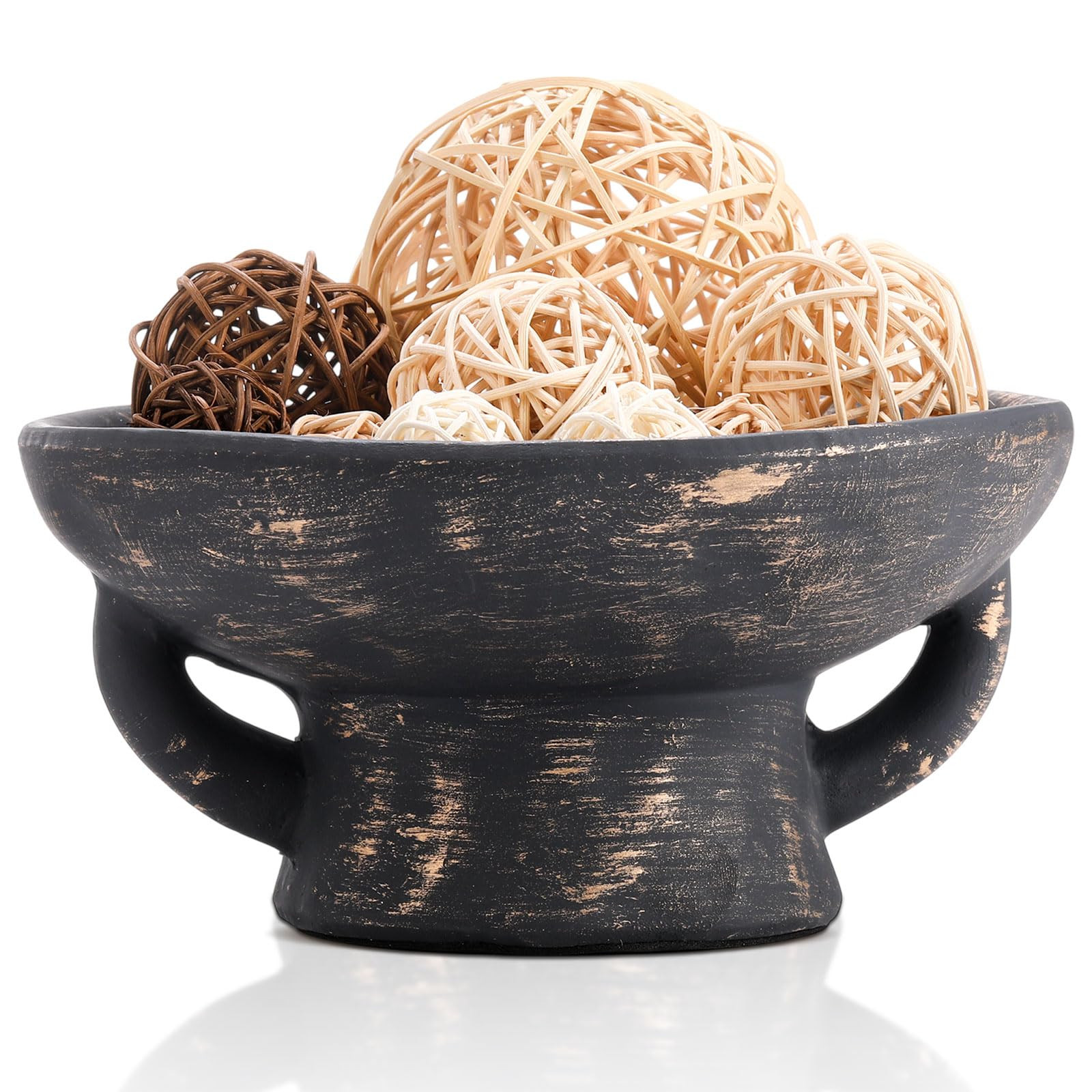 Ceramic Decorative Bowl 8.27x4.13 Inch Pedestal Decorative Rustic Farmhouse Fruit Bowl for Home D... | Amazon (US)