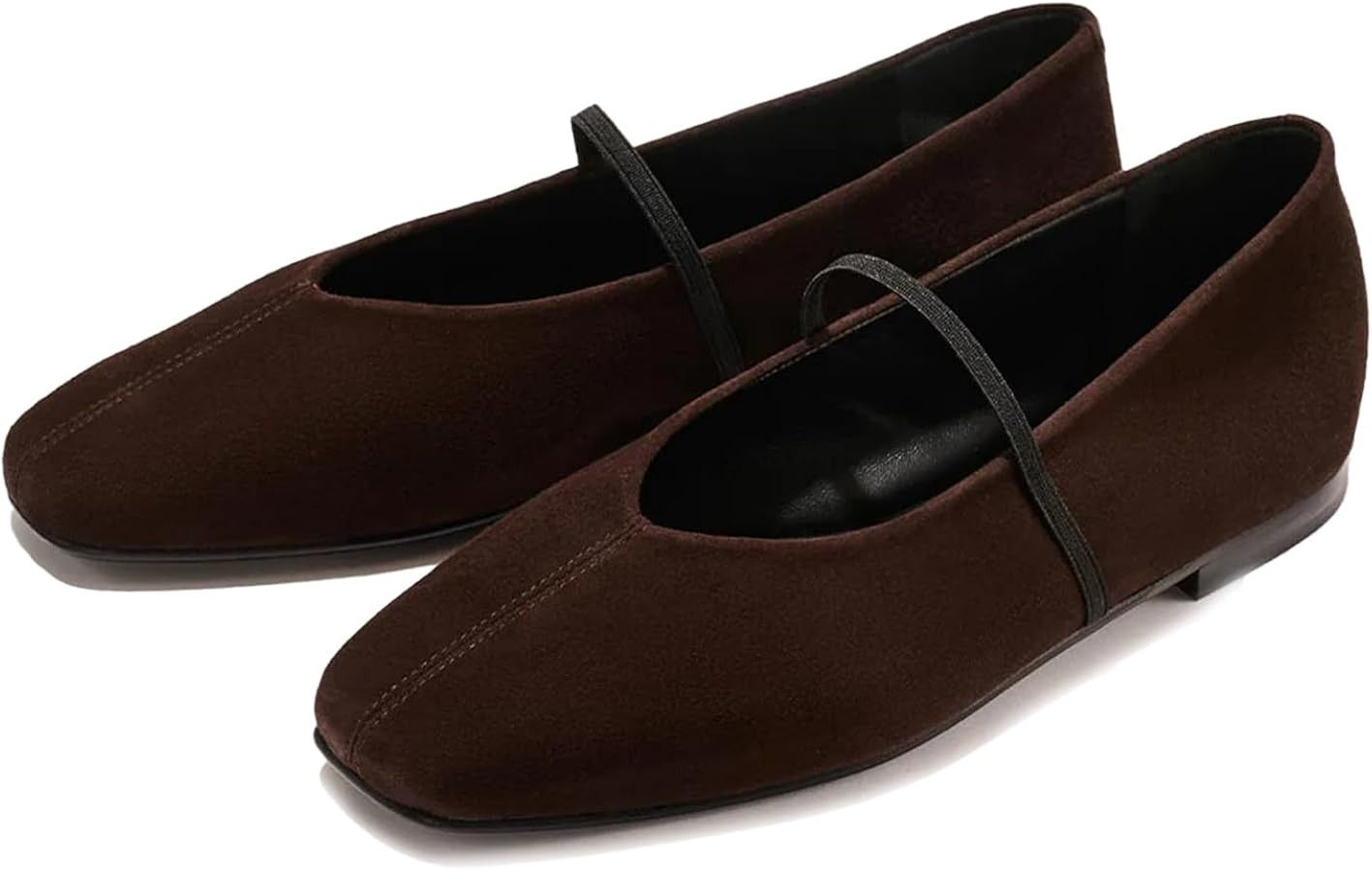 Ballet Flats for Women Square Toe Mary Jane Flat Comfort Slip On Work Ballerina Shoes with Elasti... | Amazon (US)