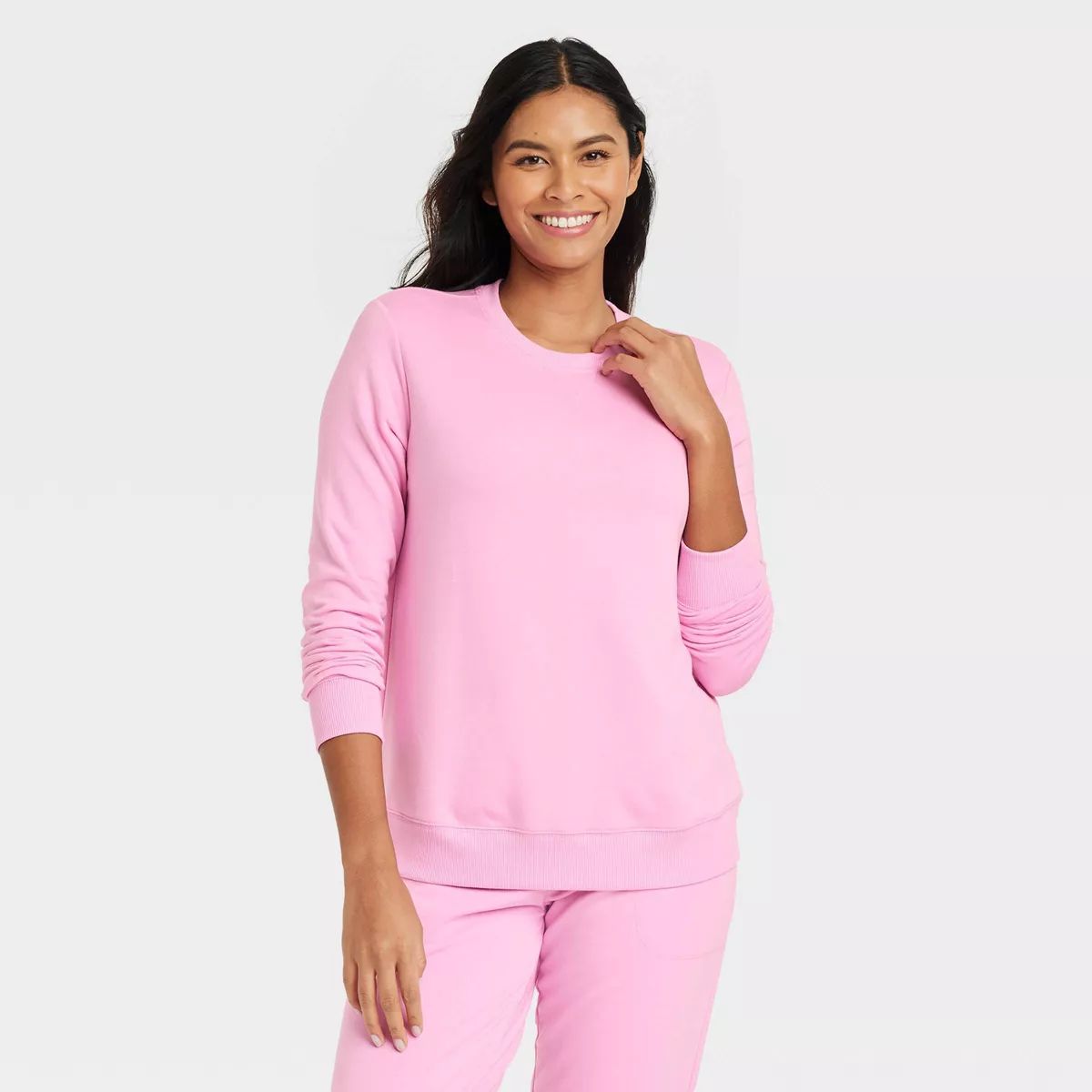 Women's Beautifully Soft Fleece Lounge Sweatshirt - Stars Above™ Pink M | Target