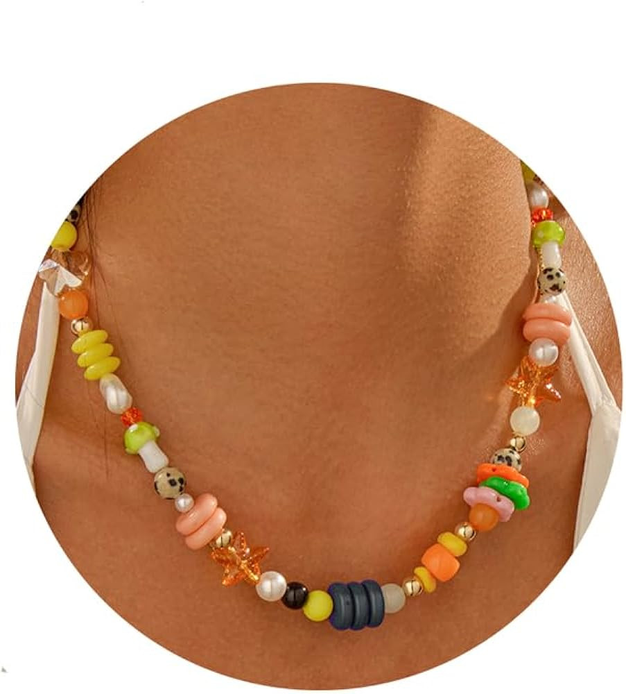 YUJIE Preppy Colorful Beaded Necklace for Back to School Gifts Graduation Teachers Day Funny Cute... | Amazon (US)