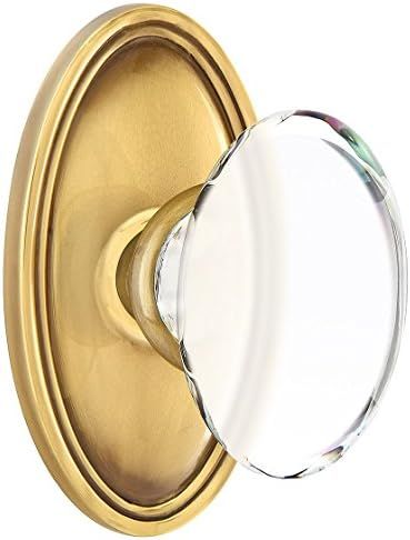 Oval Rosette Door Set with Hampton Crystal Knobs Passage in Antique Brass | Amazon (US)