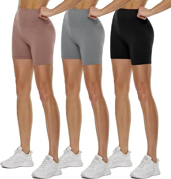 QGGQDD 3 Pack High Waisted Biker Shorts for Women – 5" Buttery Soft Black Workout Yoga Athletic... | Amazon (US)