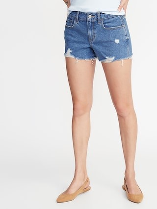 Mid-Rise Distressed Boyfriend Denim Cut-Offs for Women - 3-inch inseam | Old Navy US