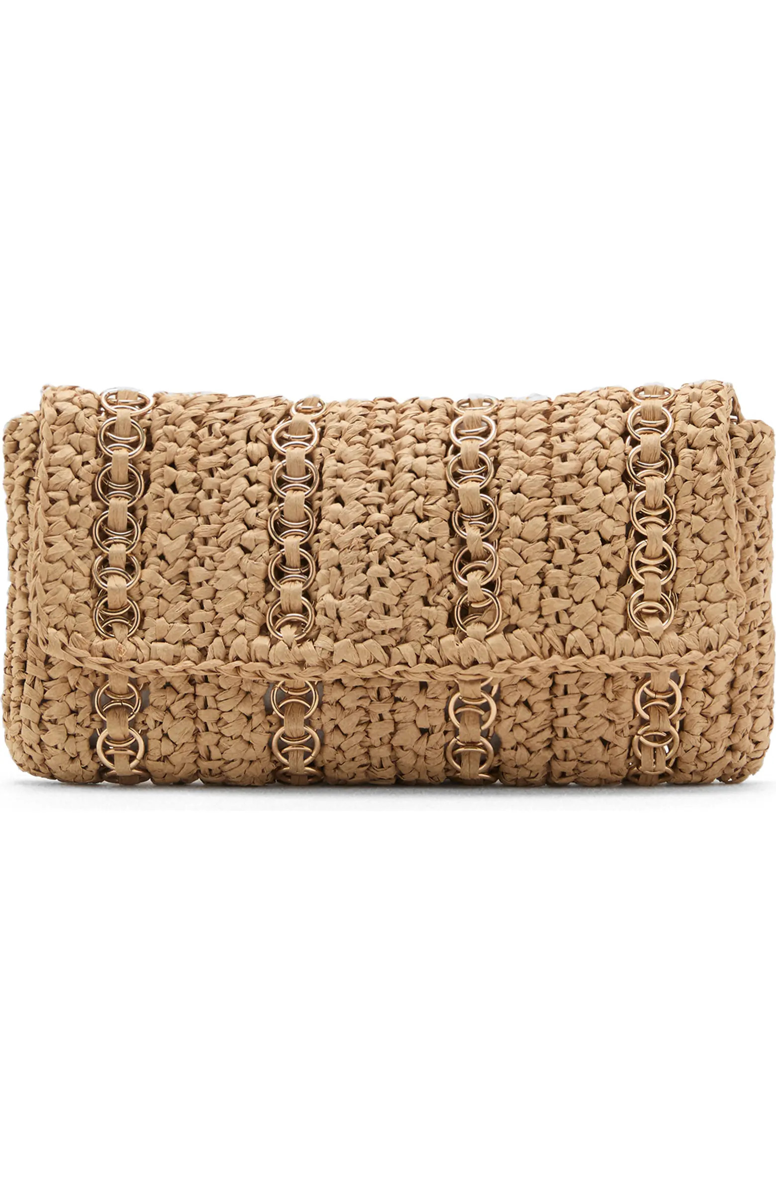 MANGO Ring Embellished Woven Straw Shoulder Bag | Nordstrom | Nordstrom