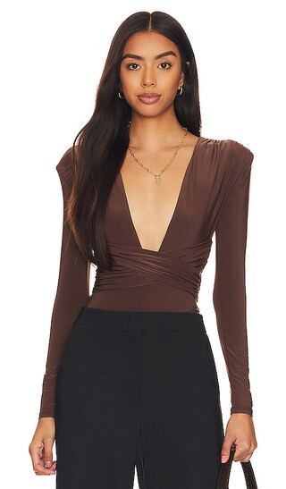 Anya Bodysuit in Espresso Brown | Revolve Clothing (Global)