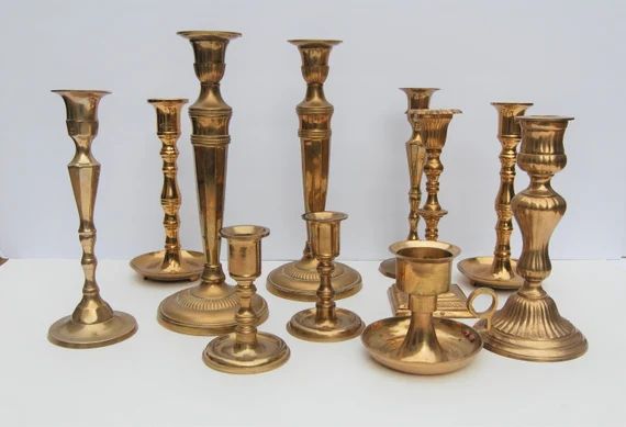 Mix and match brass candlesticks | candleholders | candle sticks | candle holders | mismatched | ... | Etsy (US)
