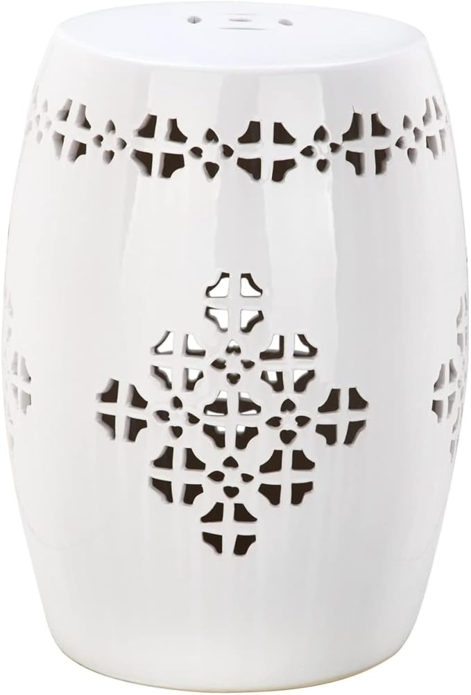 SAFAVIEH ACS4535A Quatrefoil Ceramic Decorative Garden Stool, 0, Antique White | Amazon (US)