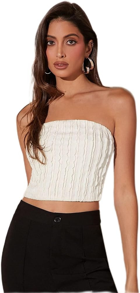 Women's Tops Solid Crop Tube Top Sexy Tops for Women | Amazon (US)