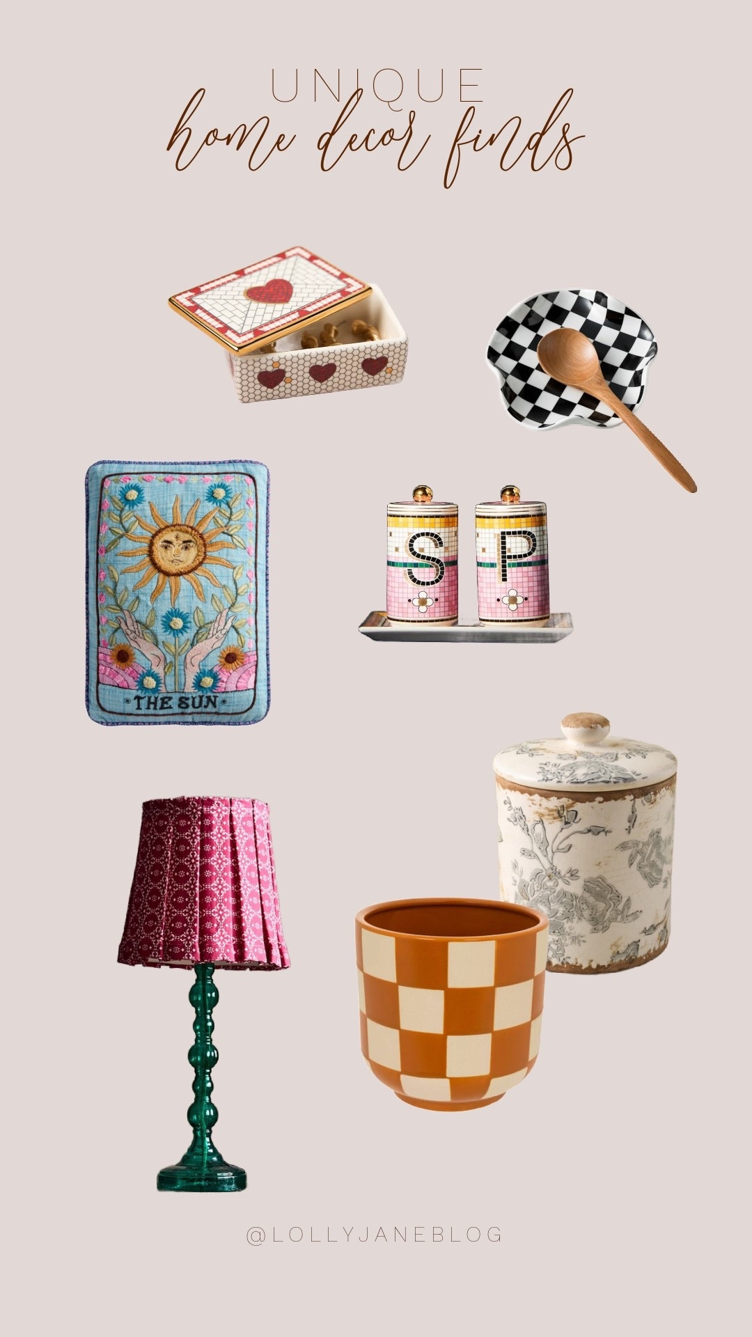 It’s the little details that make a space feel like you 🏡✨
From playful checkered pots and a matching spot holder to the most charming floral cookie jar, these unique home decor finds are full of personality. We’re loving the ceramic touches that bring texture and warmth, especially paired with a one-of-a-kind lamp and the coziest throw pillow. And yes—even the salt and pepper shakers are too cute to hide away. These pieces are fun, functional, and full of charm—perfect for adding a little something special to your space.

#UniqueHomeDecor #AmazonHomeFinds #InteriorDetails #CozyCorners #LTKHome #CeramicDecor #WhimsyAtHome #AestheticLiving

#LTKHome #LTKStyleTip #LTKSeasonal