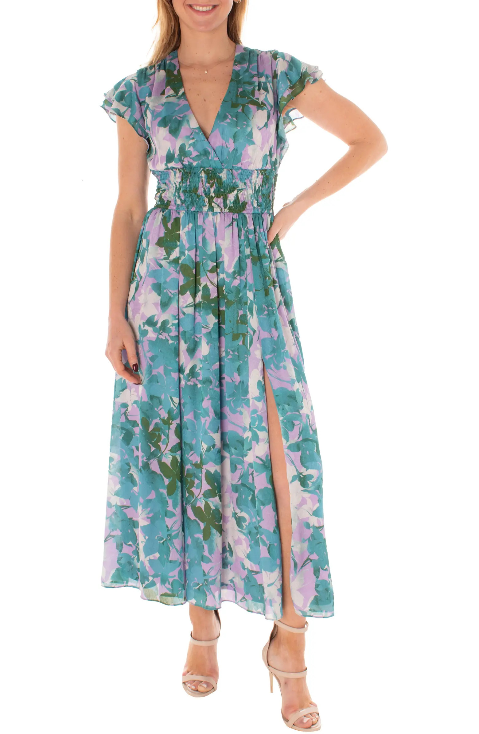 Flutter Sleeve Floral Maxi Dress | Nordstrom Rack