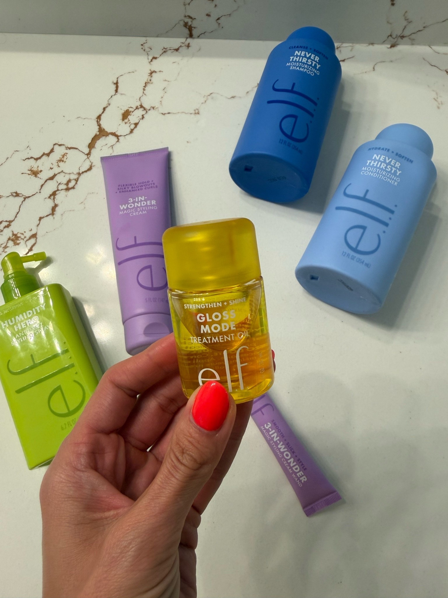 #Ad I’ve been testing the new hair collection from e.l.f. available at @Target and it’s so worth the hype. “Save” for some of the viral splurge worthy haircare products. My favorites are the anti frizz and humidity spray (hello Florida summer), styling cream (best for slicked back bun) and the flyway wand. The oil is so good too and you just need a tiny bit ; and the bottle is travel friendly size wise . #elfpartner #TargetPartner @Target @elfcosmetics