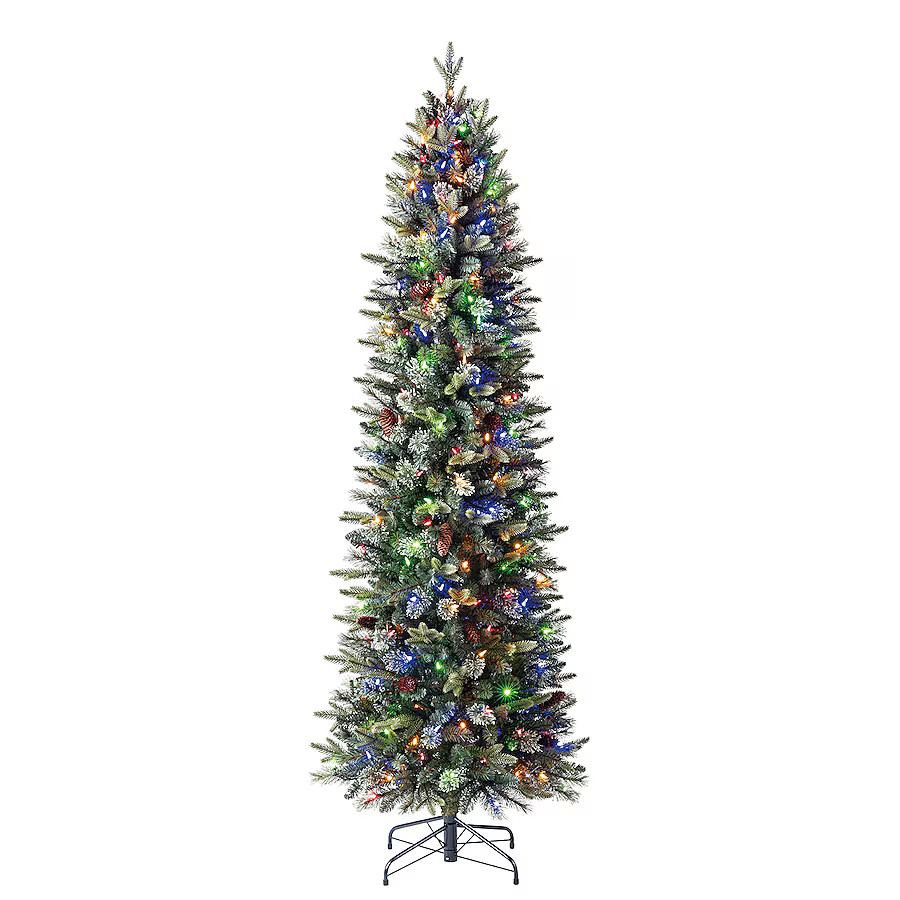 Holiday Living 7-ft Pencil Hayden Pine Pre-Lit LED Artificial Christmas Tree | Lowe's