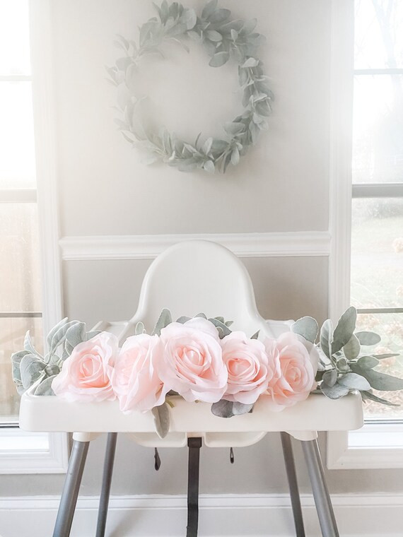 Floral five rose garland-high chair garland-first birthday-birthday decoration-smash cake-flower ... | Etsy (US)