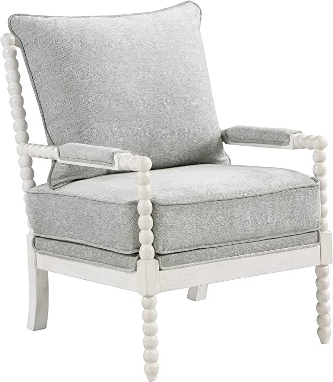Avenue Six Kaylee Spindle Accent Chair, White Frame with Grey Fabric | Amazon (US)