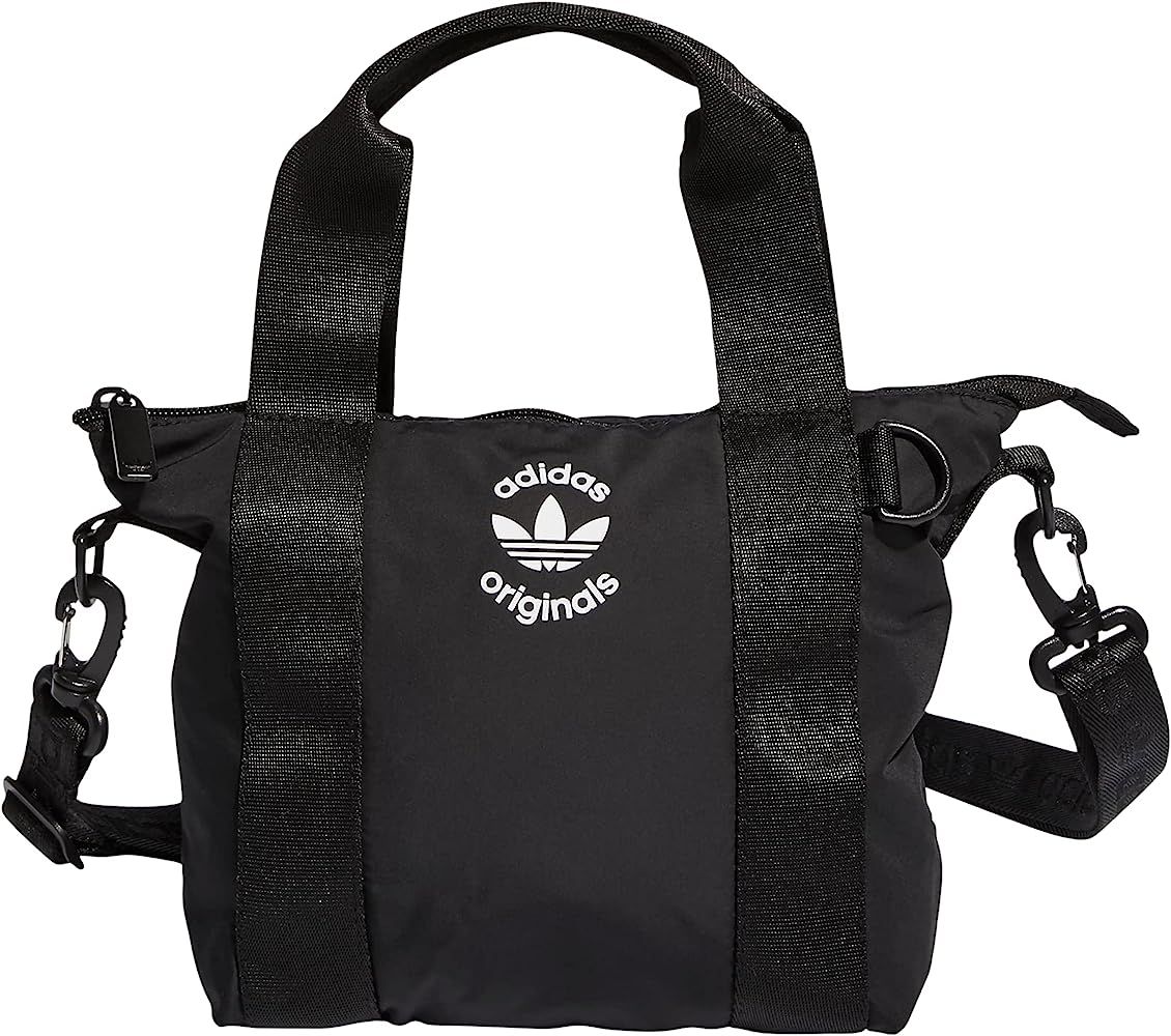 adidas Originals Mini Tote Crossbody Bag, Black/White, One Size | Amazon (US)