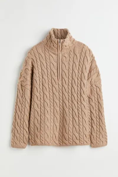 Wool-blend cable-knit jumper - Beige - Ladies | H&M IE | H&M (UK, MY, IN, SG, PH, TW, HK)