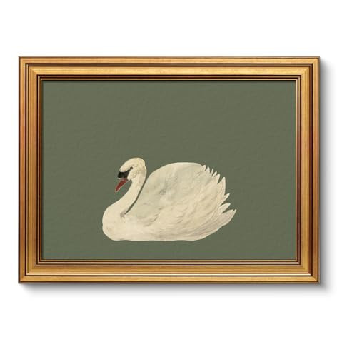 VIYYIEA Vintage Gold Framed Wall Art for Living Room, Swan Canvas Prints Home Decor, Oil Painting Picture, Bedroom Wall Decor Gifts for Friends or Family -【Swan Green】-(16L x 12W) | Amazon (US)