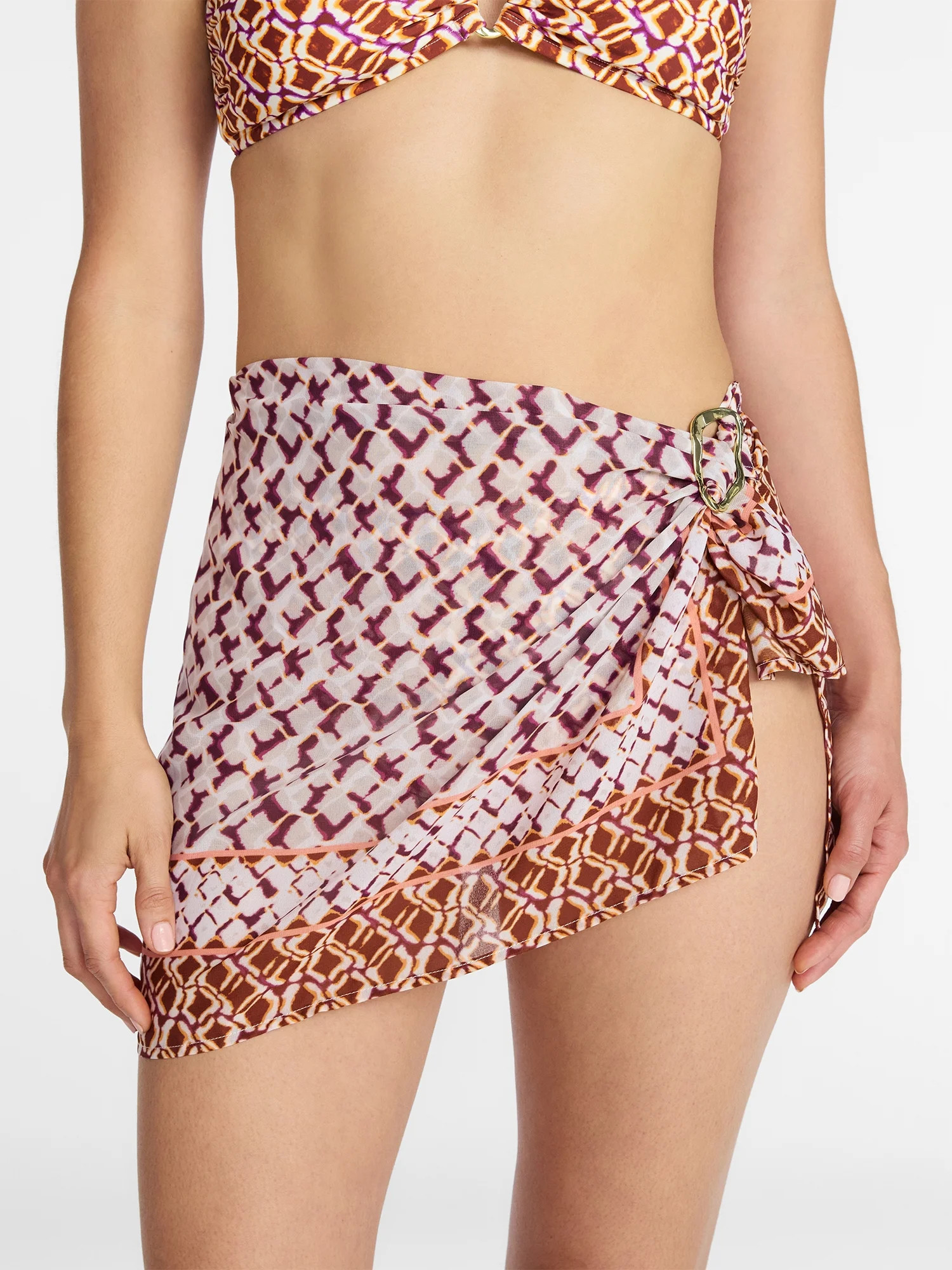 Time and Tru Women's and Women's Plus Mini Sarong Coverup with Ring Buckle, Sizes S/M-1X/2X - Wal... | Walmart (US)