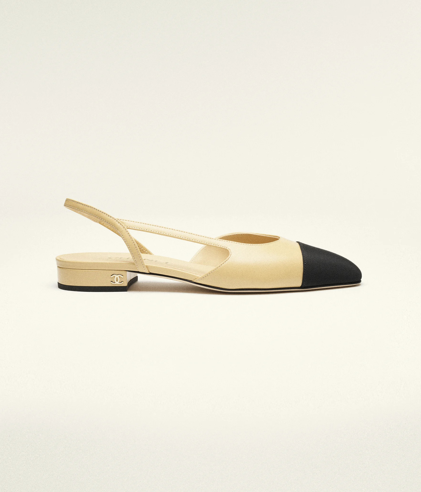 Slingbacks - Goatskin & grosgrain, beige & black — Fashion | CHANEL | Chanel, Inc. (US)